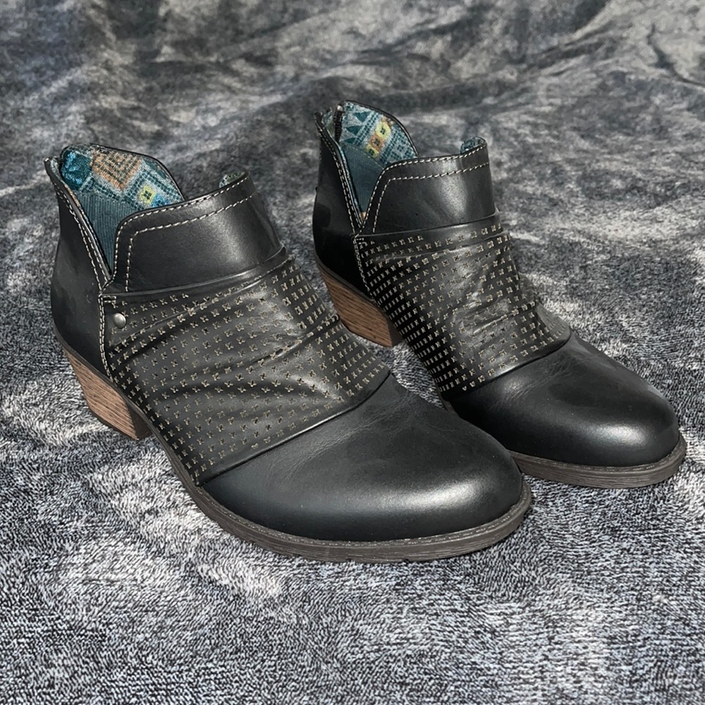 Black short booties.  Leather.  Size 7.5.  Excellent condition, never worn.